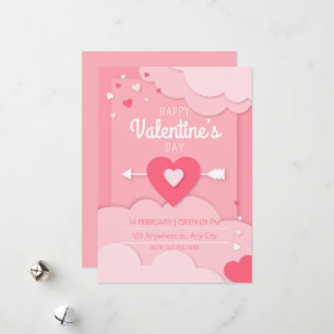 Invitación Fiesta El día de San Valentín Corazones Holiday Card