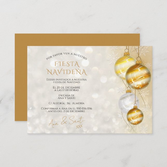 invitación fiesta navideña decorativa elegante invitation (Front/Back)