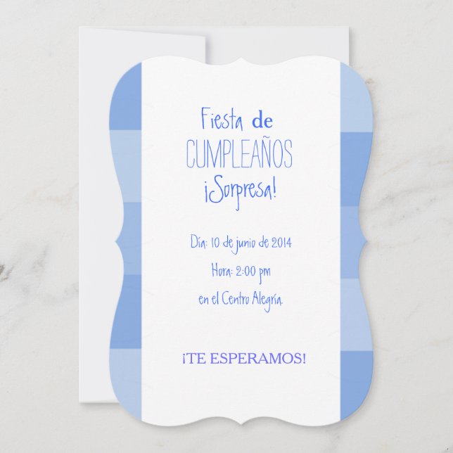 Invitación - Fiesta Sorpresa de cumpleaños - Azul Invitation (Front)