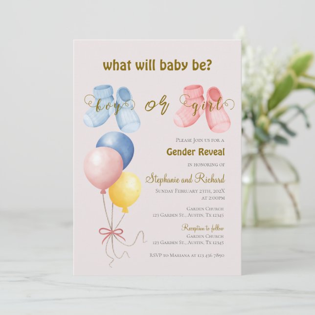 Invitación Gender Reveal Invitation (Standing Front)