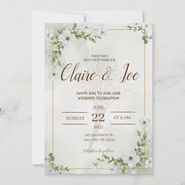 Invitación Green Natural Wedding Invitation (Front)