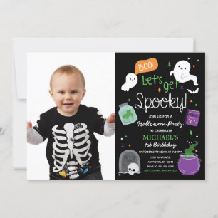 Invitación Halloween Party One Birthday photo  Invitation