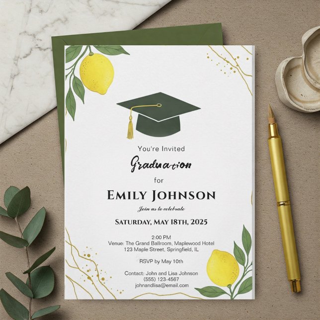 Invitación Mediterranean Lemon Graduation Invitati Invitation (Creator Uploaded)