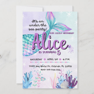 Invitación Mermaid invite for birthday parties