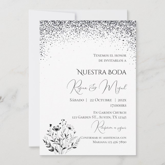 Invitación Minimalist Spanish Wedding Invitation (Front)