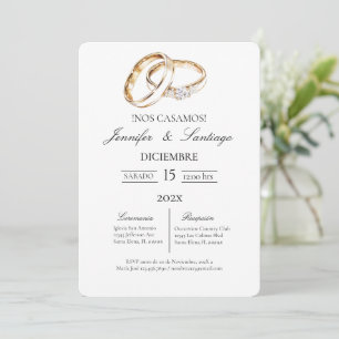 Invitación minimalista con anillo para boda  invitation