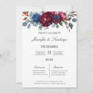 Invitación minimalista con flor Jewel para boda  Invitation