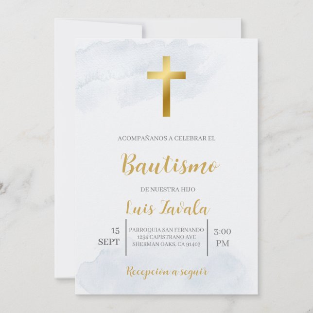 Invitación minimalista para bautismo  invitation (Front)