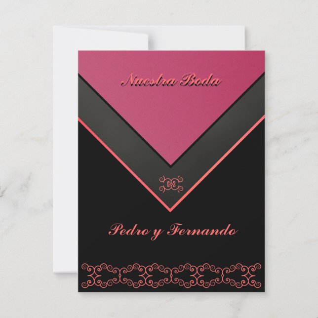 Invitación - Nuestra Boda - Negra, rosa y naranja Invitation (Front)