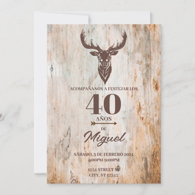 INVITACION PARA CUMPLEANOS DE HOMBRE TEMA CAZAR INVITATION (Front)