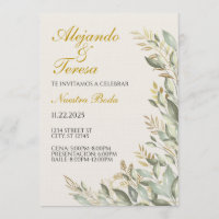 Invitacion Para Evento Verde Con Dorado