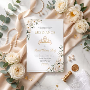 Invitación para Quinceañera con Tiara Dorada Invitation