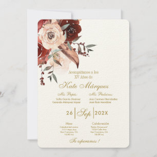 Invitación para xv años con flor invitation