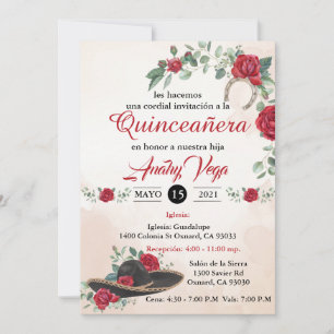 Invitación QUINCEANERA Mariachi Charra Rustic Char Invitation
