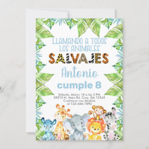 Invitación safari animals, niño, boy, jungle. invitation