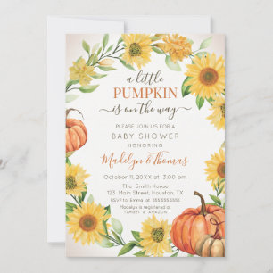 Invitación Sunflowers & Pumpkins fall Baby Shower  Invitation