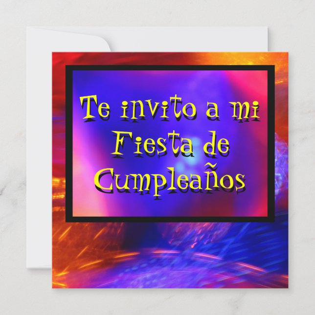 Invitación -Te invito a mi Fiesta - Azul y Naranja Invitation (Front)