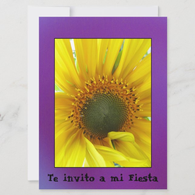Invitación - Te invito a mi Fiesta - Girasol Invitation (Front)