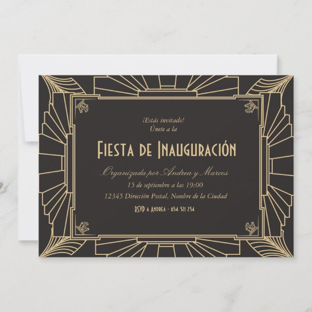 Invitación temática de 1920 fiesta de inauguración invitation (Front)