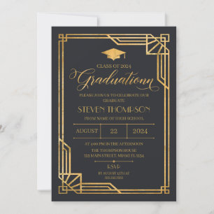 Invitación Vintage Art Deco Graduation Invitation
