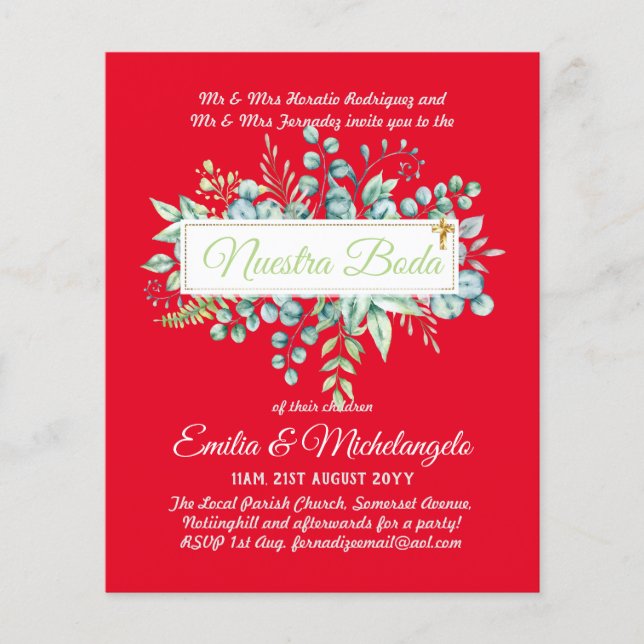 Invitaciones De Boda Baratas HOJAS Modernas (Front)