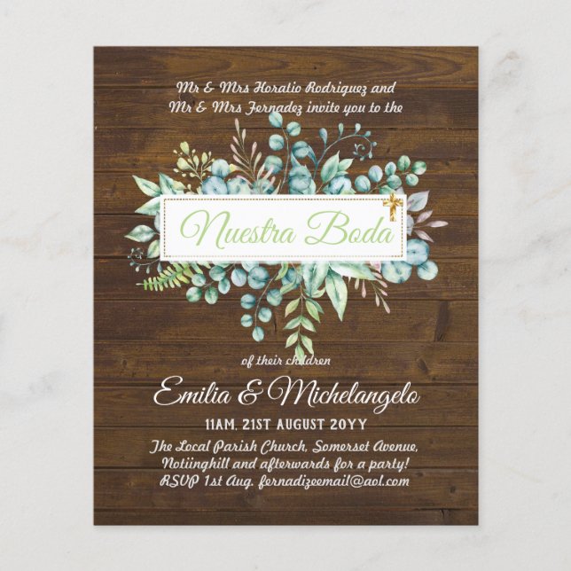 Invitaciones De Boda Baratas HOJAS Modernas (Front)