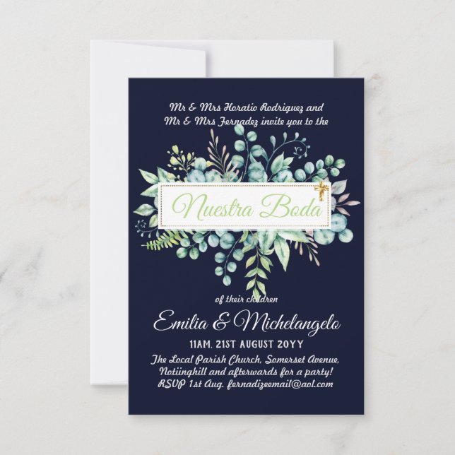 Invitaciones de Boda Baratas HOJAS Modernas (Front)