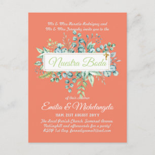 Invitaciones De Boda Baratas HOJAS Modernas Postcard