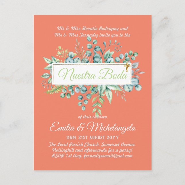 Invitaciones De Boda Baratas HOJAS Modernas Postcard (Front)