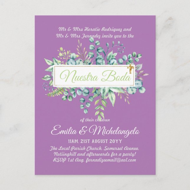 Invitaciones De Boda Baratas HOJAS Modernas Postcard (Front)