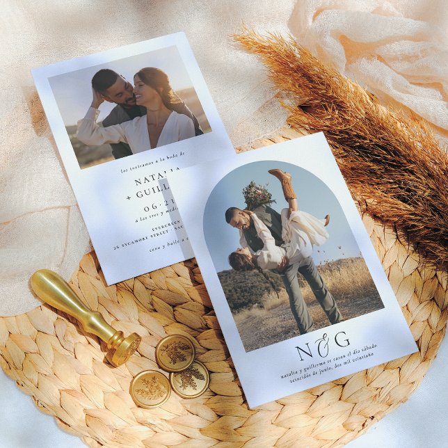 Invitaciones de Boda Elegantes y Modernas 2 Fotos Invitation (Creator Uploaded)