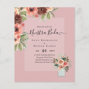 Invitaciones de Boda Pink Floral Wedding BUDGET Flyer