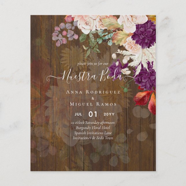 Invitaciones de Boda, Spanish wedding BUDGET Flyer (Front)