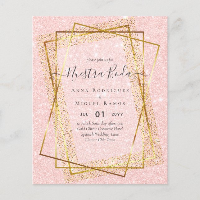 Invitaciones de Boda, Spanish Wedding GOLD Budget (Front)