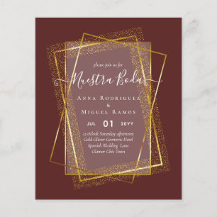 Invitaciones de Boda, Spanish Wedding GOLD Budget Flyer