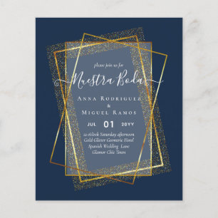 Invitaciones de Boda, Spanish Wedding GOLD Budget Flyer