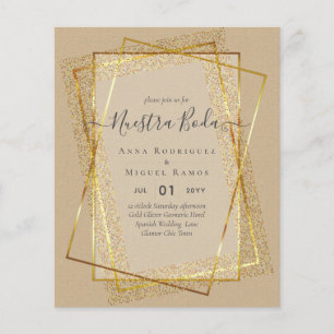 Invitaciones de Boda, Spanish Wedding GOLD Budget Flyer