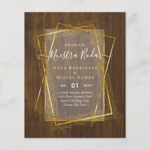 Invitaciones de Boda, Spanish Wedding GOLD Budget Flyer