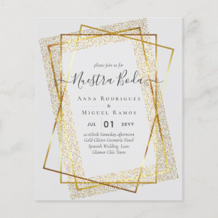 Invitaciones de Boda, Spanish Wedding GOLD Budget Flyer