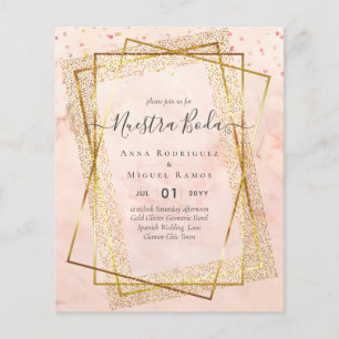 Invitaciones de Boda, Spanish Wedding GOLD Budget Flyer
