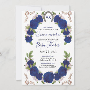 Invitaciones for Quinceanera Invitation, Blu Roses