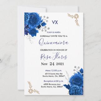 Invitaciones for Quinceanera Invitation Blue Royal