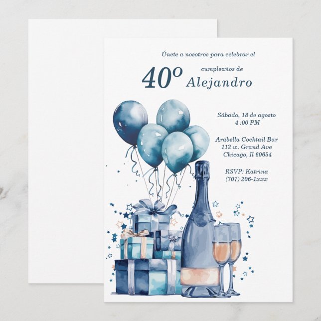 Invitaciones Personalizadas Modernas Para Hombre Invitation (Front/Back)