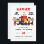 Invitation<br><div class="desc">Celebrate your little one's big day with a party featuring the whole Peanuts Gang! This adorable birthday invitation features Charlie Brown, Snoopy (relaxing on his doghouse), Woodstock, Lucy, Linus, Sally, and more of your favourite characters. It's perfect for a 5th Birthday and sets a fun, classic, and cheerful tone for...</div>