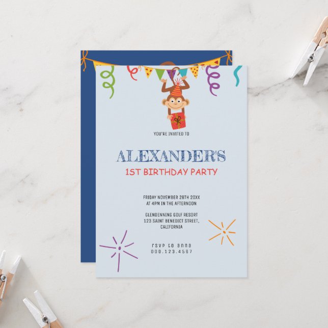 invitation 1st birthday. (Front/Back In Situ)