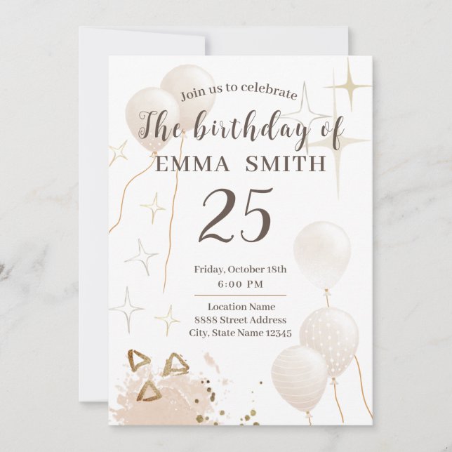 Invitation 25 year birthday (Front)