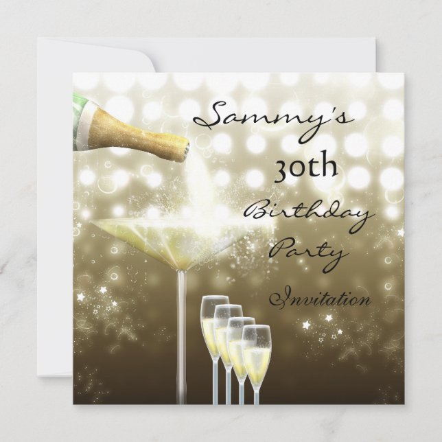 Invitation 30th Birthday Party  Elegant Beige Gold (Front)