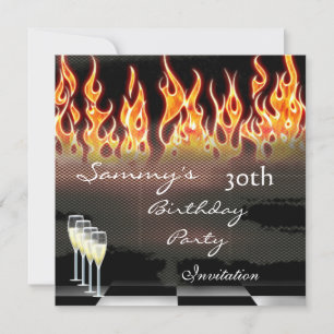 Invitation 30th Birthday Party Elegant Fire Gold