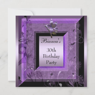 Invitation 30th Birthday Party Purple Floral
