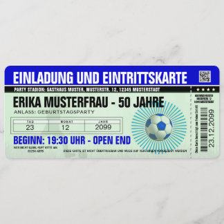 Invitation 50th birthday template soccer blue